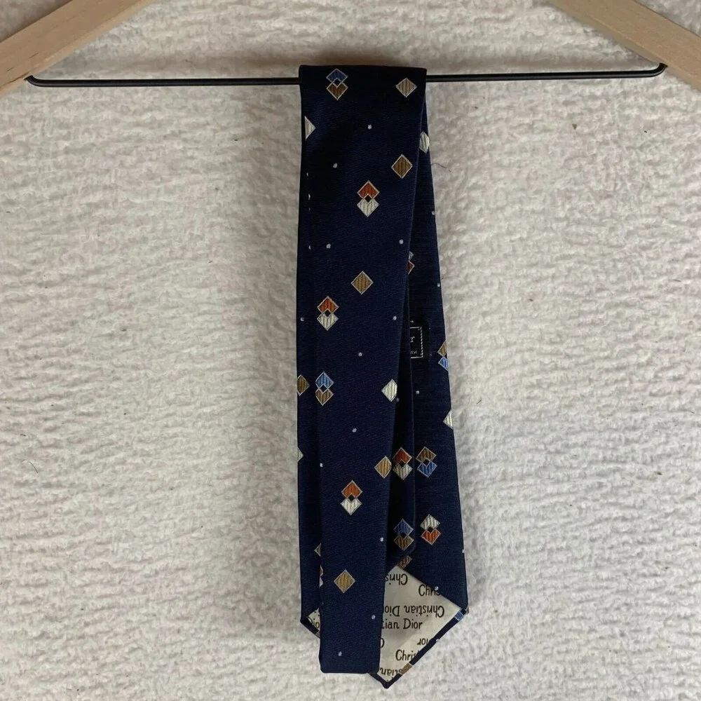 Christian Dior Cravates Necktie Mens Navy‎ Pattern Classic Formal Business 9717